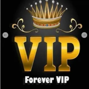 Gold 'VIP' text with crown emblem on a black background, conveying luxury branding for Forever VIP.