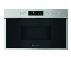 Stainless steel built-in oven with a black glass door and digital control display above it