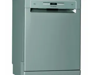 dada-0755 - مؤسسة العبقري الصغير للتجارة الالكترونية Full-size freestanding dishwasher with a silver-gray front panel and top control panel marked ARISTON (kitchen appliance).