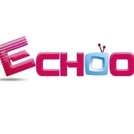 Logo showing the word'ECHOO' in pink bold letters, with a blue square 'O' and a magenta brush stroke on the left.