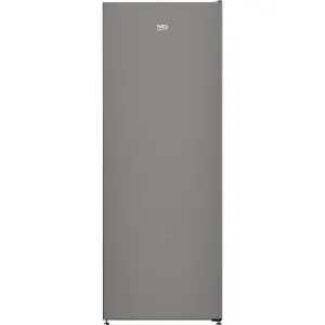 Tall gray Beko refrigerator/freezer standing upright in a kitchen setting (single-door, freestanding).