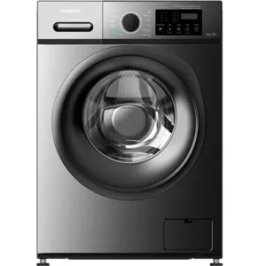Front-loading washing machine with a large circular door and top control panel (brand Skyworth)