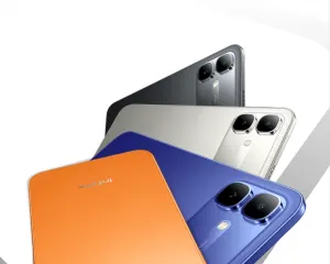 SMART 20 promotional banner showing multiple colorful smartphones (orange, blue, gray, white) arranged diagonally beneath the 'Joyful. Durable. Smooth' slogan.