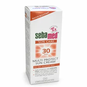 Sebamed Sun Care sunscreen box showing SPF 30 high protection for sun-sensitive skin.
