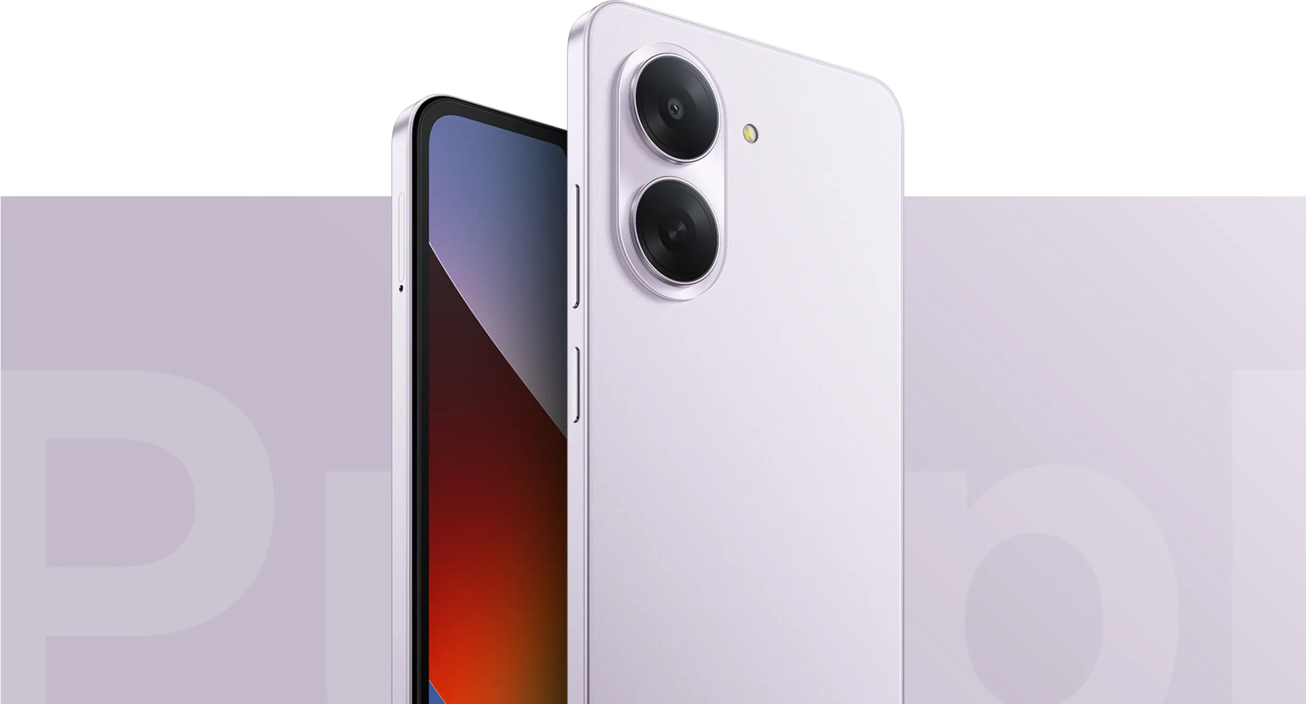 SAFI-0060 - مؤسسة العبقري الصغير للتجارة الالكترونية White smartphone shown from back and side, highlighting a large dual-camera module on the rear.