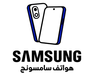 Samsung Phone Logo - مؤسسة العبقري الصغير للتجارة الالكترونية Two blue curved neon strips form a subtle 'V' shape on a black background.